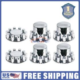 Upapsi 717363194542 33mm Chrome Hub Cap Cover Kit Semi Truck Wheel Axle Covers Front And Rear Plastic