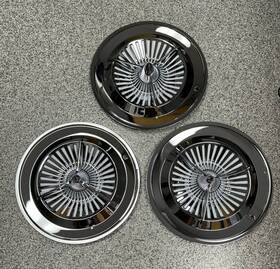 C5059 Upi Set/3 16 Inch Polara Hubcaps 3 Bar Chrome Bullet Spinner Jet Wheel Covers
