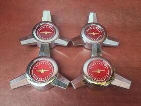 F626302x5 Upi Set/5 Wire Wheel Spinner Center Caps For 1962-1963 Ford Thunderbird Red Logo