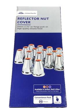 10071 Upt Set/20 Red Reflector Chrome 33mm Lug Nut Covers With Flange Push-on 2-3/4 Inch Tall