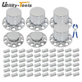 Ut3235962 Utility-tools Chrome Flat Top Hub Cover Kit Lug Nut Wheel Axle Covers Complete Truck 20 33mm