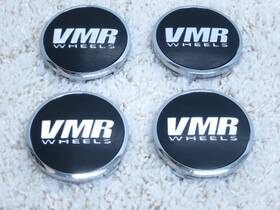 C064-3 Vmr Wheels Custom Alloy Wheel Snap On Chrome And Black Center Cap Set #2e-8