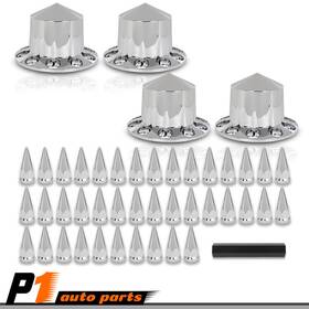 Zp121408 Vr Auto Parts Fits Rear 33mm Nut Covers With Spiked Removable Caps Semi Truck Hub Cover Wheel Set