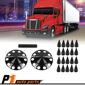Zp122135 Vr Auto Parts Fit For Black Semi Truck Front Hub Wheel Cover Nut Covers Spiked 33mm 2pcs