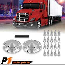 Zp20241205-13 Vr Auto Parts 2pcs 33mm Fit For Chrome Semi Truck Front Hub Wheel Cover Nut Covers Spiked