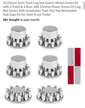 Wd1820f Waitton 32/33mm Semi Truck Lug Nut Covers Wheel Kit 2 Front And 4 Rear Removable