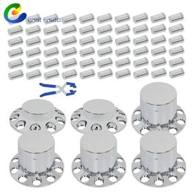 Ea1078654su Wflnhb Cylinder Nut Cover Kit 33mm Chrome Flat Top Lug Nug Axle Covers For Semi Truck