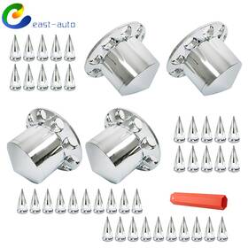 Ea1424712su Wflnhb For Semi Truck 33mm Spiked Axle Cover Set Chrome Rear Complete Wheel