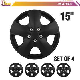 Whee Whee178727001 4x 15 Inch Wheel Hub Caps Black For R15 Tires Rim All Makes Models Cover Kit