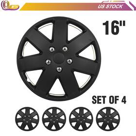Whee178728001 Whee 4x 16 Inch Wheel Hub Caps Black For R16 Tires Rim All Makes Models Cover Kit
