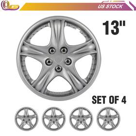 Whee178738001 Whee 4x 13 Inch Wheel Hub Caps Silver For R13 Tires Rim All Makes Models Cover Kit