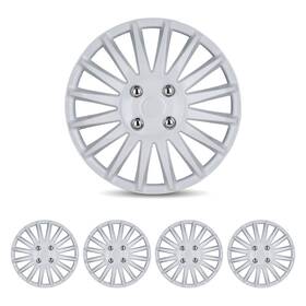 Chb-5019-e-15 Winjet 15 Inch 16-spokes 5019 Style White Lacquer Hubcaps Wheel Covers