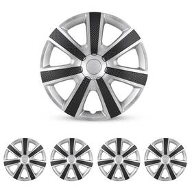 Chb-5085-am-16 Winjet 16 Inch 7-spokes 5085 Style Silver And Black Mould Texture Hubcaps Wheel Covers