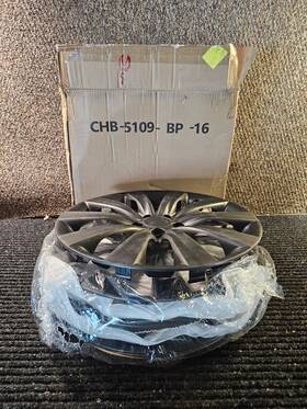 Chb-5109-bp-16 Winjet 4-piece 16 Inch 10-spokes Black Matte Hubcaps Wheel Covers