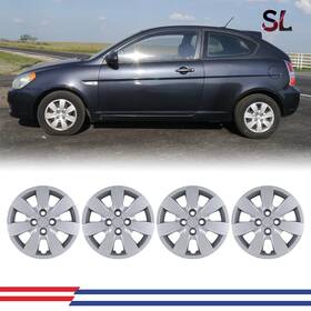 Wj-5089g-b-14-pp Winjet-superlights 14 Inch Hubcaps For 2008-2011 Hyundai Accent Set Of 4 Wheel Covers Bolt-on Black