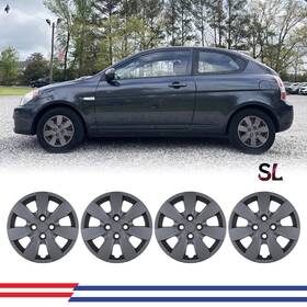 Wj-5089g-bp-14-pp Winjet-superlights 4pcs Hubcaps For 2008-2011 Hyundai Accent 14 Inch Wheel Cover Matte Black Bolt-on
