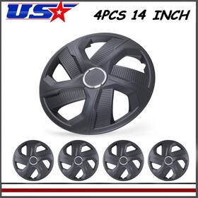 Wj-5180-bp-14-pp Winjet-superlights 14 Inch Hubcaps Universal Wheel Covers With Retention Rings Snap On Matte Black