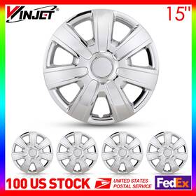 Wj-5076-c-15 Winjet 15 Inch Set Of 4 Wheel Covers Snap On Hubcaps Full Hub Caps Fit R15 Tire And Steel Rim
