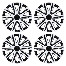 Wj-5083-bw-17 Winjet 17 Inch Set Of 4 White And Black Wheel Covers Snap On Hub Caps Fit R17 Tire Steel Rim