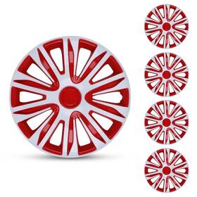 Wj-5083-wr-15 Winjet 4x17 Inch Red And White Wheel Covers Snap On For Suv Truck R16 Tire Steel Rims