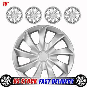 Wj-5084-b-15 Winjet 15 Inch Set Of 4 Silver Gray Wheel Covers Snap On Hub Caps Tire Steel Rim Universal