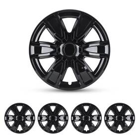 Wj-5087-bl-15 Winjet 4 Pcs 15 Inch Black Universal Hubcaps For R15 Tire Steel Wheel Rim Covers Snap On