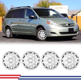 Wj-5143-c-16 Winjet Set Of 4 Hubcaps For 2004-2010 Toyota Sienna - Premium Replica Chrome 16-inch