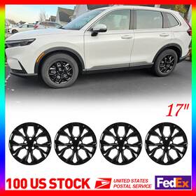 Wj-5145-bl-17 Winjet Set Of 4 Hubcaps For 2023-2025 Honda Cr-v Lx- Premium Replica Black 17 Inch