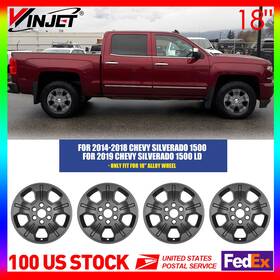 Wj-5153-bp-18 Winjet Set Of 4 18 Inch Alloy Hubcaps Snap On For 2014-18 Chevy Silverado 1500 Wheel Cover