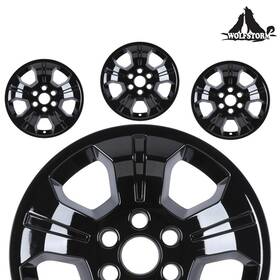 84227871 Wolfstorm 20937771 84227872 For 2014-2018 Chevy Silverado 1500 Alloy Wheel Black Lacquer 18 Inch Hubcaps 4pc