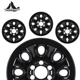 9595246 Wolfstorm 17 In Hubcaps For 2005-2013 Chevy Silverado 1500 Black Lacquer Wheels Covers Rim
