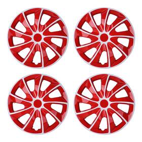 Chb-5084-wr Wolfstorm 4 Pack 14 Inch White&red Wheel Rim Cover Hubcaps Snap On Car Truck Fit R14 Tire