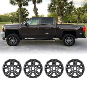 Wj-5155-bp-18 Wolfstorm 4pcs Alloy Wheel Rims Cover Hubcaps 18ftft Snap On For 2015-2020 Chevy Suburban
