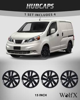 Nv200 Wolfx 2013-2021 4 15 Inch Hubcaps Black Lacquer Wheel Rim Covers Snap On For Nissan