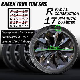 Chb-5084-bl-17 Wolfx 17 Inch Fit R17 Tire Snap On Installation Black Set Of 4 Wheel Rim Cover Hubcap