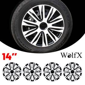 Wj-5083-bw-14 Wolfx 14 Inch Set Of 4 Wheel Covers Snap On Full Hub Caps R14 Fit 2000-2007 Ford Taurus