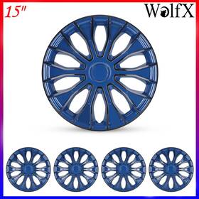 Wj-5086-bbb-15 Wolfx 15 Inch Set Of 4 Wheel Covers Snap On Full Hub Caps Fit R15 Tire And Steel Rim 15inch