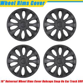 Wolfx Wj-5086-bp-16 Hubcaps 16ftft Wheel Covers Black Matte Universal Rim Snap On