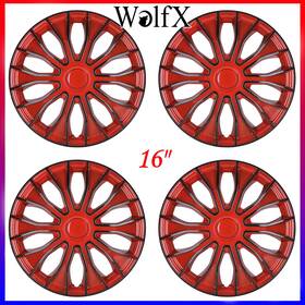 Wj-5086-brb-16 Wolfx 4x 16 Inch Red Wheel Covers Snap On Full Hub Caps Fit For R16 Tire And Steel Rim