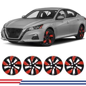 Wj-5101-brb-16 Wolfx 16 Inch Hubcap Wheel Covers Black Red Hubcaps For 2019-2025 Nissan Altima Steel Rim