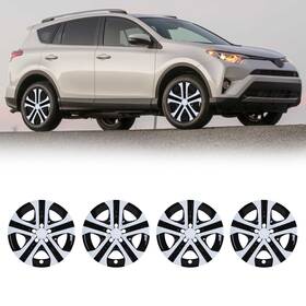 Wj-5107-bw-17 Wolfx 17 Inch Hubcap Black White Lacquer Wheel Covers For 2013-2018 Toyota Rav4 17ftft Rim