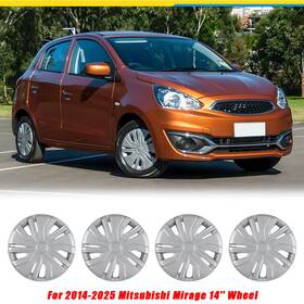 Wj-5157-b-14 Wolfx Chrome Pp Hubcaps Snap-on For 2014-2025 Mitsubishi Mirage 14ftft Steel Wheel