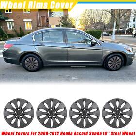 Wj-5164g-bp-16 Wolfx 16 Inch Hubcap Wheel Covers Black Matte For 2008-2012 Honda Accord Sedan Steel