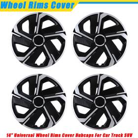 Wj-5180-dp-14-pp Wolfx 14in Black Silver Lacquer Wheel Covers Hub Caps For R14 Auto Tire And Steel