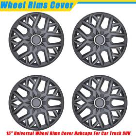Wj-5181-bp-15-pp Wolfx 15in Black Matte Wheel Covers Set Of 4 Hub Caps For R15 Auto Tire And Steel
