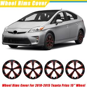 Wja-5129-brb-15 Wolfx 15 Inch Black Red Hubcap Set Of 4 Wheel Covers For 2010-2015 Toyota Prius 15ftft