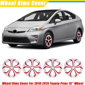 Wja-5129-wr-15 Wolfx 15 Inch White Red Hubcap Set Of 4 Wheel Covers For 2010-2015 Toyota Prius 15ftft