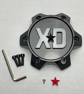 T167l1406s3-h34 Xd Series Gloss Black/gray Logo Wheel Center Cap With Screws