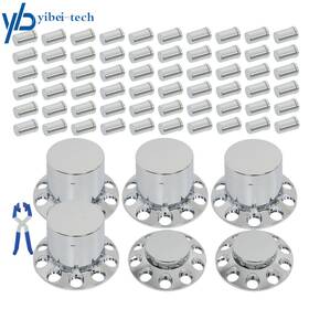 Yi164143t Yibei-tech Semi Truck Front And Rear Chrome Wheel Axle Cover Hub Cap 33mm Lug Nuts Thread-on