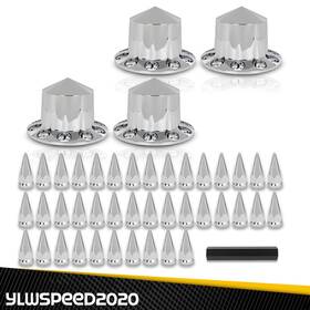 Yl121402 Ylwspeed20 Fits Rear 33mm Nut Covers With Spiked Removable Caps Semi Truck Hub Cover Wheel Set